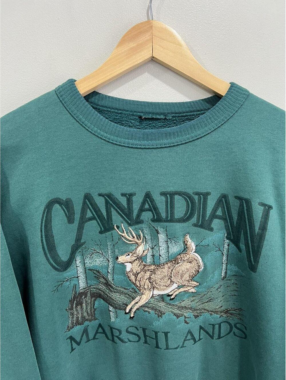 Vintage Canadian Marshlands Sweater Deer forest green - Picture 2 of 4